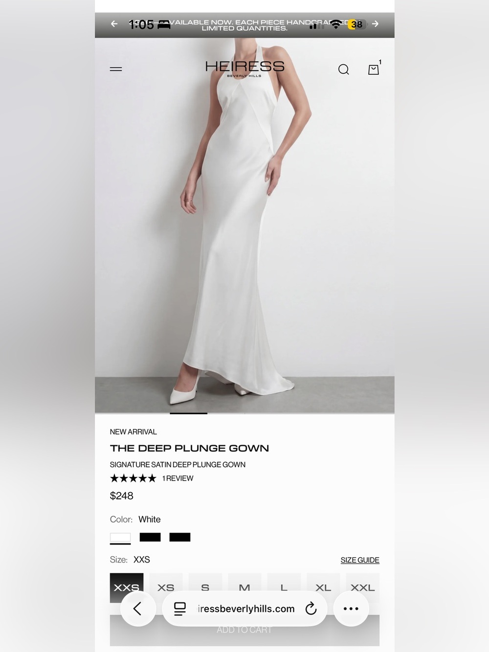 Heiress The Deep Plunge Gown — White Maxi Dress